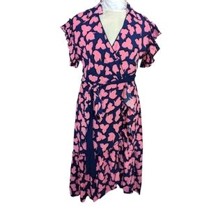 Diane von Furstenberg Charlene Crepe Mini Wrap Dress in Leaf Shadow..Size Small